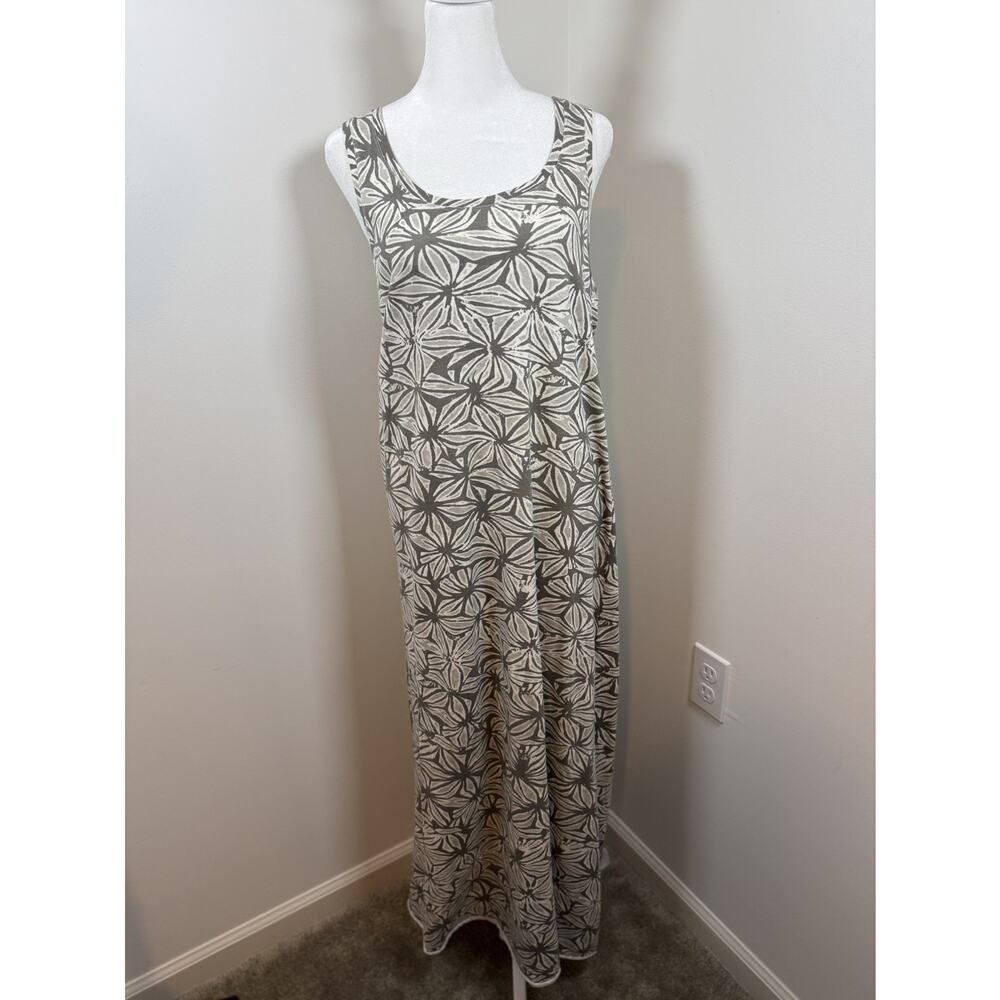 Joan Vass Women's Maxi Dress Medium Sleeveless Boho Pima Cotton Lagenlook